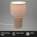 BRILONER - Tischlampe mit Stoffschirm, Kabelschalter, Keramikfuß, Lampe, Nachttischlampe, Tischleuchte, Dekolampe Flur, Bürolampe, Leselampe, Wohnzimmer, Schlafzimmer, 22x37,5 cm (DxH), Braun - 2