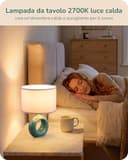 EDISHINE Lámpara de Mesa de Cerámica, Elegante y Moderna, con Pantalla de Tela, Bombilla E14 Incluida, 2700K Luz Cálida, para Dormitorio, Salón y Decoración - 5