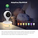 LeapFrog LF815HD Smart Video Baby Monitor with 5 Inch HD Colour Display, WiFi, Temperature/Humidity Sensor, Wide Angle Lens, Coloured Night Light, 8X Zoom, App Function, Wall Mounting, White - 4