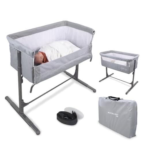 Mobiclinic® Kids, Cuna colecho, 2 en 1, Moon, Correas de fijación a la Cama, Regulable 5 Alturas, Bolsa Transporte, Incluye Ruedas, Malla Transpirable, Ángulo, Base Acolchada