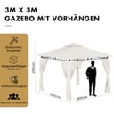 TRIUMPHKEY Pavillon 3x3 Wasserdicht Stabil Winterfest, Garten Pavillion mit seitenwänden, UV-Schutz 50+, Plane Gartenlaube, Metallrahmen Pavillon, Patio Gazebo, Beige Ohne LED - 5