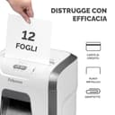 Fellowes Distruggi documenti a frammento FS-12C, 12 fogli, per casa e piccolo ufficio, uso personale, cestino da 19 litri, distruggidocumenti con blocco di sicurezza, bianco [ESCLUSIVA AMAZON] - 3