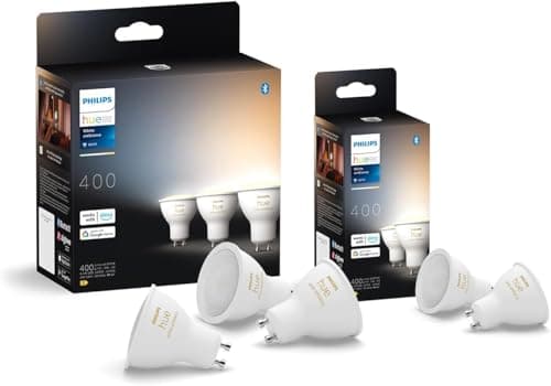Philips Hue White Ambiance, Faretto LED Smart GU10, Luce Bianca da calda a fredda, 400lm, Compatibile con Bluetooth, controllo vocale con Alexa, Apple Home e Google Assistant, pack da 5