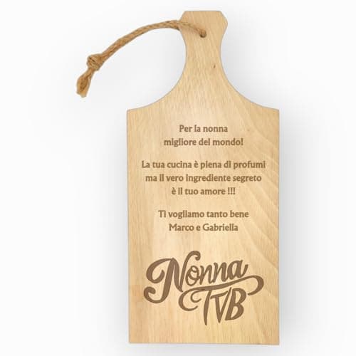 NM Idee Regalo Originale per il compleanno della Nonna o Pensierino di Natale – Tagliere Artigianale in Legno di Faggio 30x14 cm con Incisione Laser (Per NONNA - Personalizzabile)