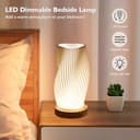 Focenat Nachttischlampe mit Holzsockel, 9-Stufig Dimmbare Nachttischlampe, Tischleuchte Minimalistische mit PLA Lampenschirm, Kleine Tischlampe mit Kabel, für Schlafzimmer Nachttisch Wohnzimme - 4