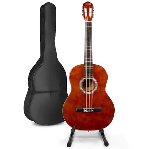 MAX SoloArt Guitarra Clásica para Principiantes - Kit Completo con Guitarra Acústica de Madera, Bolsa, Afinador Digital, Soporte, Correa, Púas y Juego de Cuerdas de Repuesto