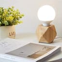 Mengjay Lampada da tavolo moderna E27 Lampada da scrivania in legno Lampada da comodino diamantata per la casa/camera da letto/soggiorno arredamento EU-Plug Base in legno (B) - 2