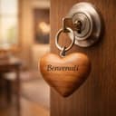 Rienco | Portachiavi personalizzato cuore in legno, bombato, incisione su entrambi i lati, 5x5x0,8 cm, ciliegio | Artigianato italiano, portachiavi cuore legno personalizzato - 4