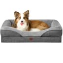 EHEYCIGA Orthopädisches Hundebett Mittelgroße Hunde, 91x68x17.5cm, Memory Foam Waschbar und Wasserdicht Hundekorb mit 4 Rändern, Hundesofa Hundecouch rutschfest, Grau - 1