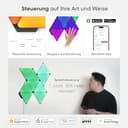 Nanoleaf Shapes Ultra Black Triangle Starter Kit, 9 Smarten Dreieckigen LED Panels RGBW - Modulare WLAN 16 Mio Farben Wandleuchte, Musik & Bildschirm Sync, Funktioniert mit Alexa Google Apple - 6