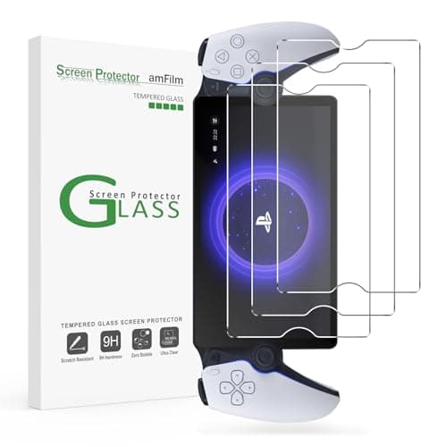 amFilm 3 Stück Displayschutzfolie aus Gehärtetem Glas für PlayStation Portal Remote Player 8 Zoll – PlayStation 5 mit Einfachem Installationskit, Transparentes Ultra HD, Kratzfest, Anti-Fingerabdrücke