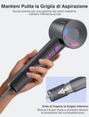 DMTIVMG Asciugacapelli Ionico 1600W Phon Capelli Professionale 500 Milioni Ioni Negativi 50 dB 12 Modalità 4 Temperature 3 Velocità del Vento 160000 RPM Motore Senza Spazzole 2 Accessori Magnetici - 8