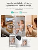 Dr.Care VistaView Baby Monitor WiFi Con Sostegno, 5”1080P Schermo Diviso & 2K/3MP Telecamera, APP Mobile, 5000mAh Batteria, HD Visione Notturna, Allarmi Pianto e Movimento, Audio Bidirezionale, 390m - 2