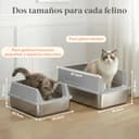 Lifewit Arenero Gato Acero Inoxidable con Pala, Caja de Arena para Gatos Grande, Arenero Gatos para Salón, Dormitorio, 58 x 38 x 26 cm, Gris - 2