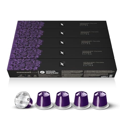 Nespresso Original Cápsulas de Café Arpeggio Extra, 50 Cápsulas para Máquina de Café, Cafetera, Tueste con Notas de Cacao