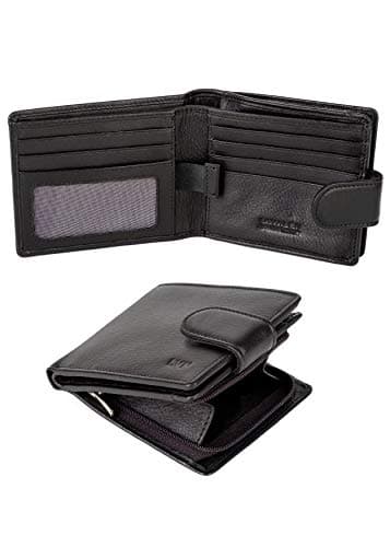 Lavalen Portafoglio Uomo Pelle Vera - Portamonete Uomo Elegante con Blocco RFID - Porta Carte di Credito Grande – Wallet for Men - Portafoglio Slim con Portamonete - Idee Regalo Papá.