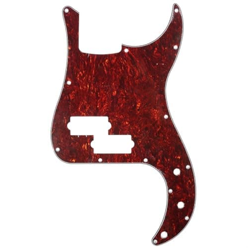 Musiclily 13 Agujeros Precision Bass Pickguard Golpeador para Fender American/México Standard Bajo Estilo P, 4 capas Red Pearl