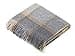 Moon Wool Plaid Throw Blanket, Merino Lambswool, Block Windowpane Beige Grey, Made in UK - 1