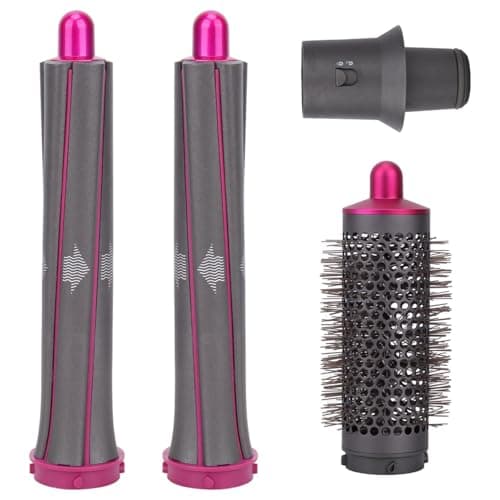 Barriles largos y cepillo voluminizador redondo para Dyson Airwrap Styler, el kit de peinado incluye 2 barriles largos para rizar, 1 cepillo voluminizador redondo, 1 adaptador