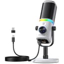 aokeo Mikrofon PC,AK-10 USB/XLR Dynamisches Gaming Mikrofon für Podcast,Streaming mit RGB-Beleuchtung,Lautstärkeregler,Stummschalttaste und Rauschunterdrückung (Weiß) - 1