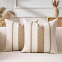 Aisybaklyn Cuscini Divano 40x40 Federe Cuscini Bohémien Marrone Cotone e lino Intrecciato Moderno Fodere Cuscini Elegante Macramè Cuscino Decorativo per Divano Camera da Letto Sedia di Casa Set di 2 - 1