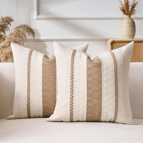Aisybaklyn Cuscini Divano 40x40 Federe Cuscini Bohémien Marrone Cotone e lino Intrecciato Moderno Fodere Cuscini Elegante Macramè Cuscino Decorativo per Divano Camera da Letto Sedia di Casa Set di 2