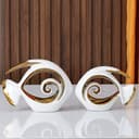 Statuette di pesci in ceramica bianco oro - Decorazione costiera per casa, centrotavola moderni oceanici per soggiorno, bagno, ufficio, casa sulla spiaggia, nautico, litorale, ingresso, espositore - 7