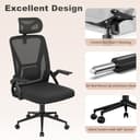 naspaluro Computer Desk Chair with 2D Adjustable Headrest/Flip-up Armrests/Back Support/Metal Claws, Swivel Mesh Ergonomic Office Chairs, Comfy High Study Home Office Chairs, Black Work PC Chairs - 9