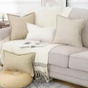 Madizz Juego de 2 Suave Lino Decorativo Funda de cojíns con Borde Ancho Lujo Estilo Fundas de Almohada para el sofá Dormitorio Beige Cuadrado 50 x 50 cm - 6