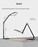 LitONES Schreibtischlampe LED Dimmbare, Augenschutz tageslichtlampe schreibtisch mit 3 Farbmodi und Touch-Steuerung/Memory-Funktion,15W Schwenkarm Bürolampe mit Stecker,Schwarz - 6