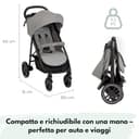 Graco Passeggino Leggero EezeFold DLX | Passeggino da Viaggio Leggero con Meccanismo di chiusura a una mMno, sospensioni a 4 ruote, posizione reclinabile piatta e ampio cestello – Grigio Lunare - 4