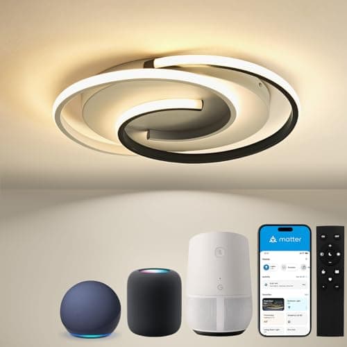 BAYHT Ceiling Light with Remote Control, Living Room Lamp with Matter Compatible with HomeKit, Alexa, Google and IFTTT, 32W Modern LED Ceiling Lights for Bedroom Living Room