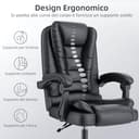 naspaluro Sedia da Ufficio Ergonomica, Poltrona Direzionale con Sedile Largo, Sedia Ufficio Reclinabile con Braccioli Imbottiti et Altezza Regolabile (Senza Poggiapiedi, Nero) - 5