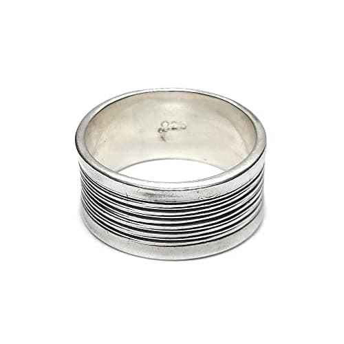 Sterling Silber Ring Band 10mm Breit Solid Punziert 925 (49 (15.6))