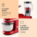 Klarstein Knetmaschine Küchenmaschine mit Fleischwolf, 1800W Teigmaschine Klein, 6 Stufen, Schneebesen Rühr- & Knethaken, Planetenrührwerk, Rührmaschine mit Mixer, Küchenmaschinen mit 5L Schüssel - 6