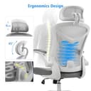 Magic Life Silla de Escritorio Sillas de Oficina Reposabrazos abatible de 90 ° Silla ergonómica para computadora Soporte Lumbar Altura Ajustable Giratoria de 360 ° Mecedora (Blanco) - 6