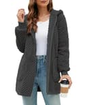 ABINGOO Damen Winterjacke Fleecejacke Lang Kapuzenjacke Teddyjacke Flauschig Plüschjacke Warm Reißverschluss Hoodie Kuscheljacke Wintermantel Mit Taschen(Grau,M) - 1