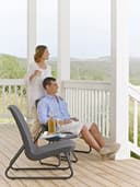 Keter Rio Patio Set, low-level two-seater with table, stylish rattan effect design, easy to assemble and maintain, chair size 77 x 76 x 54 cm, Graphite/Grey - 3