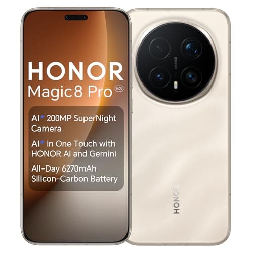 HONOR Magic8 Pro 5G Mobile Phone, 200MP AI Super Night Camera,50MP AI Selfie Camera,6270mAh All-Day Battery,12GB RAM 512GB,IP68,IP69& IP69K Water and Dust Resistance,Dual SIM,Android 16,Gold
