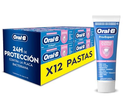 Oral-B Pro-Expert Sensibilidad y Blanqueamiento Pasta De Dientes, Pack 12x75 ml, Dentífrico Para Dientes Sensibles, Sabor A Menta