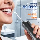 Operan Munddusche Kabellos, Tragbar Elektrische Zahndusche 4 Modi & 4 Düsen, 300ML Oral Irrigator Munddusche Testsieger für Entfernt Speisereste und Reinigt Die Zähne (Gloss Black, 1Pack) - 5