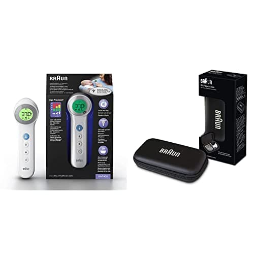 Braun No Touch + Touch Thermometer with Age Precision (PositionCheck, Dual Technology, Safe, Hygienic, Clinically Accurate) BNT400 & Protective Storage Bag for ThermoScan Ear Thermometer