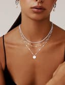 Meteorstarry Kette Silber 925 für Damen, Layering Halskette mit Kreis Anhänger Silberkette Personalisierte Silber Modeschmuck Hochzeitstag Geschenke für Frauen - 2