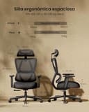 ProtoArc EC100 Silla de Oficina Ergonómica, de Escritorio con Cojín de Resorte de 10 cm, Soporte Lumbar, Reposabrazos y Reposacabezas Ajustables, Silla Giratoria de Malla para Oficina en Casa, Negra - 2