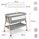 Moby-System Babybett Mili – Reisebett 0–6 Monate, Klappbar mit Matratze, Netzseiten, Stauraum, Rollen mit Bremse, Leicht & Stabil, Grau, Neugeborene, Beistellbett ohne Bohren, 9 kg Max. - 10