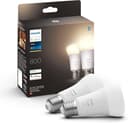 Philips Hue White 2 Lampadine LED Smart, Bluetooh, Controllo Vocale, E27, 9W, Dimmerabili, 800 Lumen, Luce Bianca Calda - 1