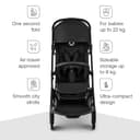 Bugaboo Butterfly 2 Lightweight Travel Stroller Cabin Size - Set with Bumper Bar - One-Hand Fold Portable Pushchair, Baby Buggy with Reclining Seat, Storage Basket, Carry Strap – Heritage Black - 3