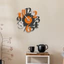 Giallobus - Reloj premium - Carved - Madera de MDF - Premium 45x45cm - 09 - Orange - Artesano Made in Italy - Silencioso - Idea de regalo - Doble nivel moderno - 3