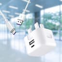 For Realme GT6 GT5 GT Neo6 12 Pro 11 Pro 10 Pro C67 C65 C55 Charger Plug and Cable [20W Dual Port] [5A Fast Charging] UK Mains Adapter USB-A to USB-C Braided Charger Cable - 3