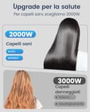 HappyGoo Phon Capelli Asciugacapelli professionale ionico, fono capelli con 1 diffusore, 2 ugelli per lo styling, 3 riscaldatori e 2 livelli di velocità (Starry Black) - 6